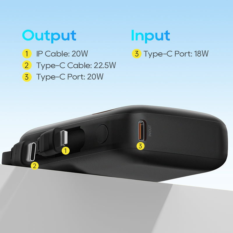 KUULAA KL-YD53 10000mAh Power Bank Cabled Design 22.5W Fast Phone Portable Charger KUULAA KL-YD53 10000mAh Power Bank Cabled Design 22.5W Fast Phone Portable Charger